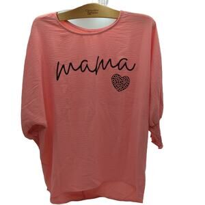 No Brand S Pink 'mama' Top, Black Heart Print